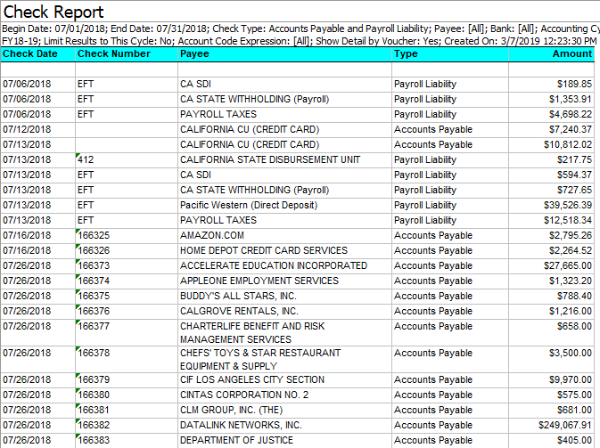 Check. Run Report Sample AP Check Report