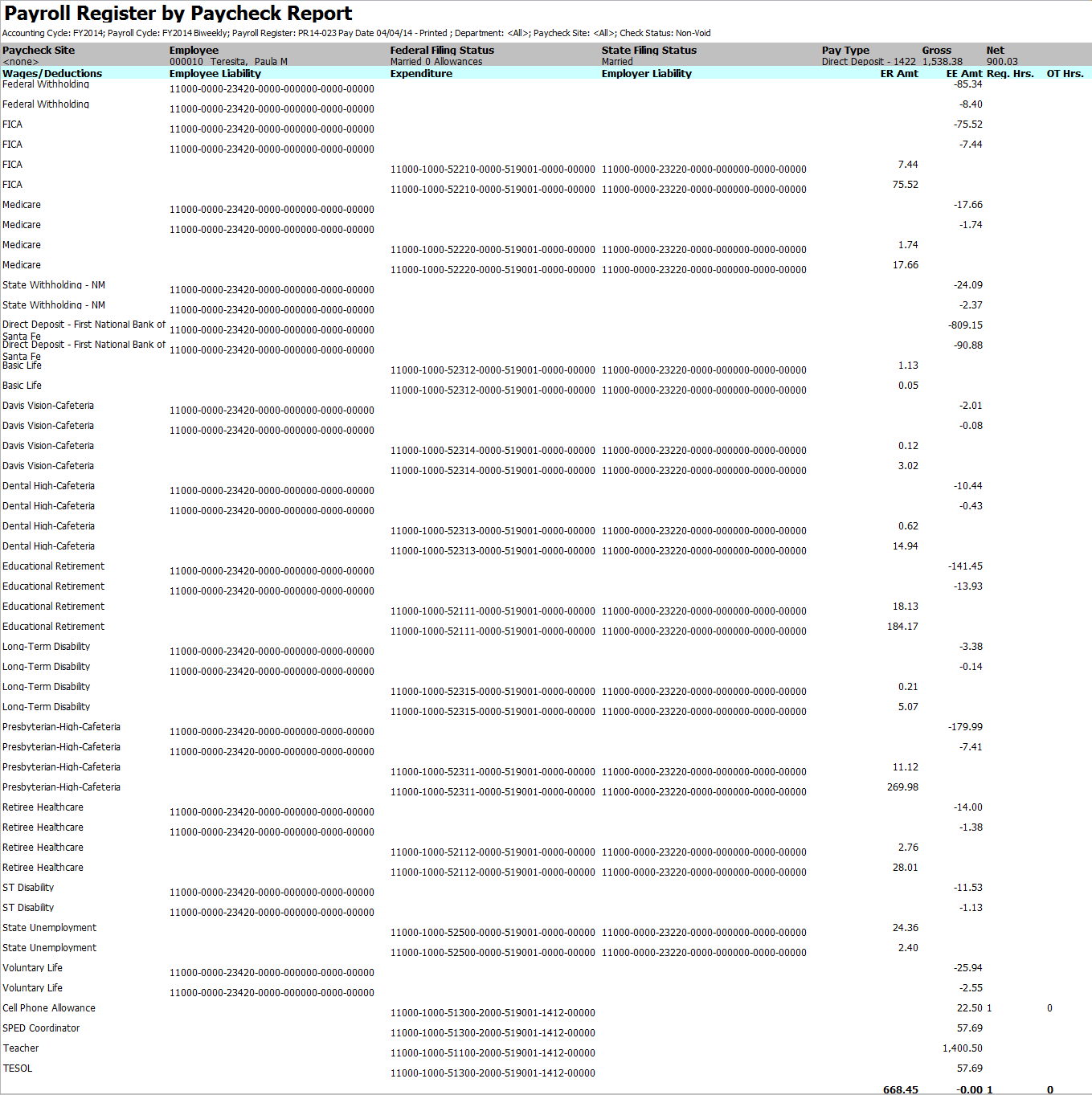 sample payroll register
