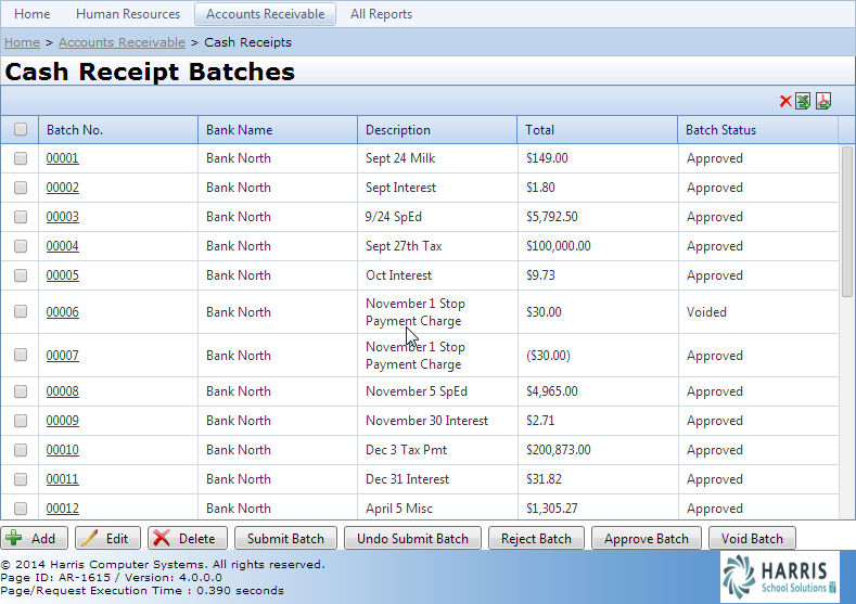 AR Create Cash Receipts Batch